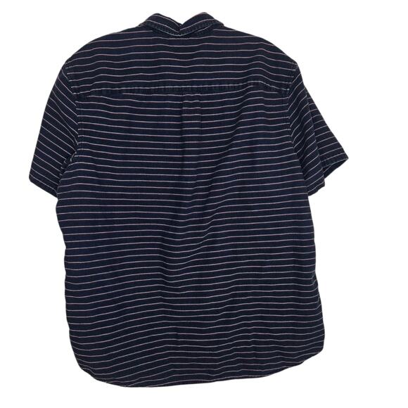 Marine Layer Short Sleeve Mini Stripe Shirt Button Front Casual Navy Men Large - Picture 2 of 8